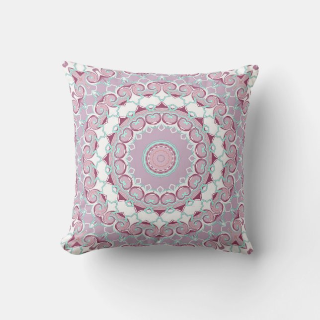 grey and brown, kaleidoscope, ornament, rustic throw pillow (Front)