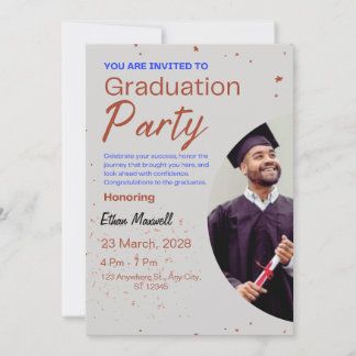 Grey and Brown Minimalist Graduation Party Invit Invitation