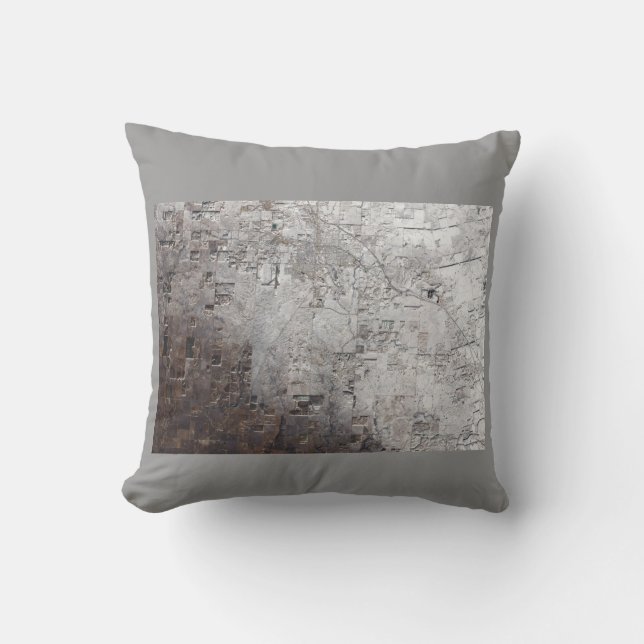 Grey and Brown Space Abstract Throw Pillow (Front)