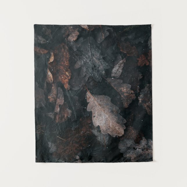 Grey and brown withered leaves tapestry (Front)