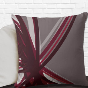 Grey and Burgundy Artistic Abstract Throw Pillow