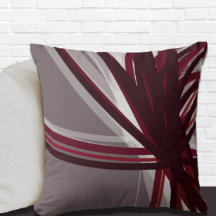 Grey and Burgundy Artistic Abstract Throw Pillow