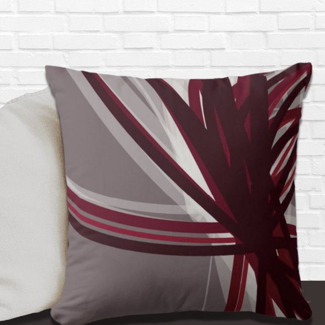 Grey and Burgundy Artistic Abstract Throw Pillow (Creator Uploaded)
