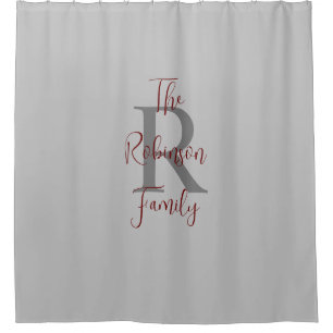 Grey and Burgundy Family Name Monogrammed