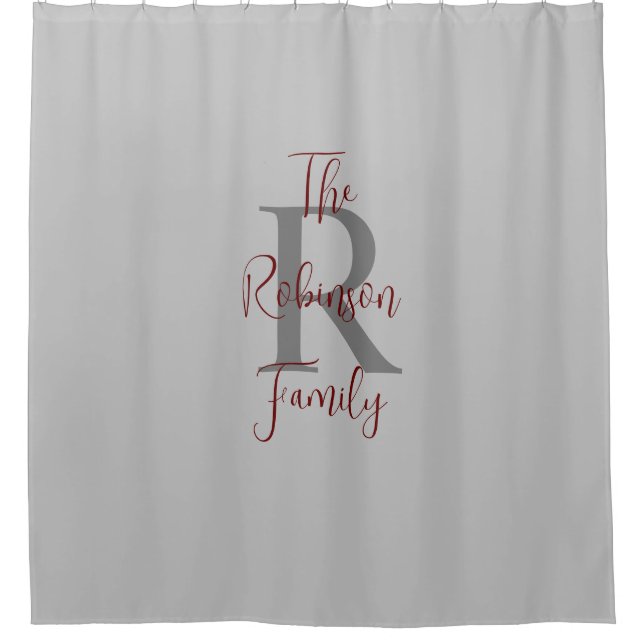 Grey and Burgundy Family Name Monogrammed  (Front)
