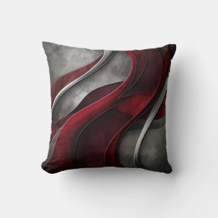 Grey and Burgundy Wine Abstract Art  Throw Pillow