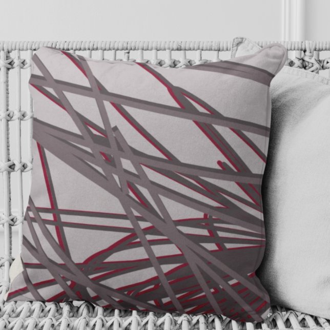 Grey and Burgundy Wine Modern Elegant Abstract Throw Pillow (Creator Uploaded)