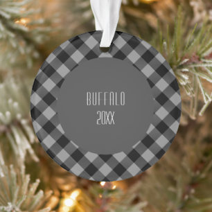 Grey and Charcoal Buffalo Check Plaid Pattern Ornament