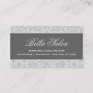 Grey and Charcoal Elegant Vintage Damask Business Card