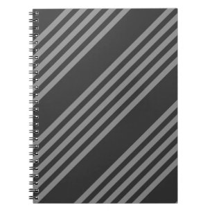Grey and charcoal five stripes pattern notebook
