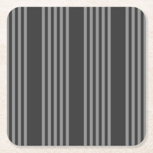 Grey and charcoal five stripes pattern square paper coaster
