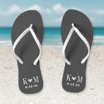 Grey and Charcoal Modern Wedding Monogram Flip Flops<br><div class="desc">Custom printed flip flop sandals personalized with a cute heart and your monogram initials and wedding date. Click Customize It to change text fonts and colours or add your own images to create a unique one of a kind design!</div>