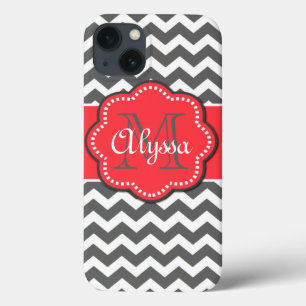 Grey and Coral Chevron Monogram Cover