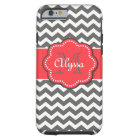 Grey and Coral Chevron Phone Case