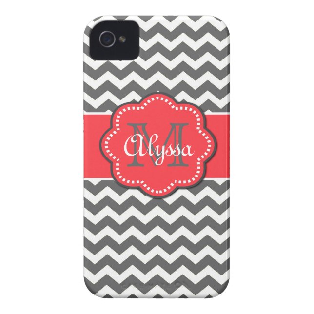 Grey and Coral Chevron Phone Case (Back)