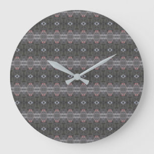 Grey and Coral Printed Wall Large Clock