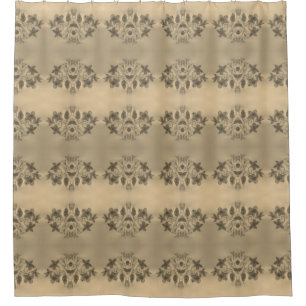 Grey And Cream Flowered Stripe Patterned