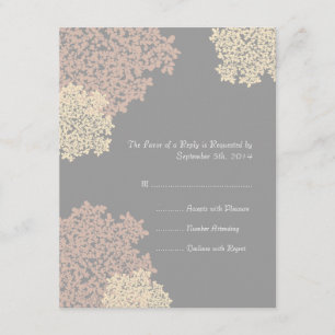 Grey and Cream Queen Anne's Lace Wedding RSVP