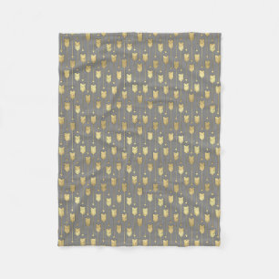 Grey and Faux Gold Arrows Pattern Fleece Blanket