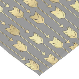 Grey and Faux Gold Arrows Pattern Short Table Runner