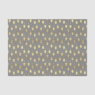 Grey and Faux Gold Arrows Pattern Tissue Paper