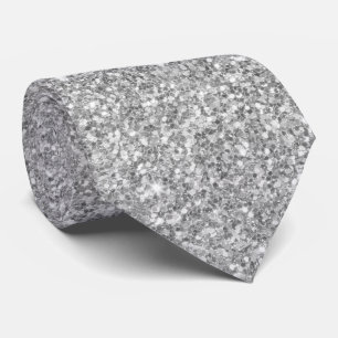 Grey And Glittering White Pattern Tie