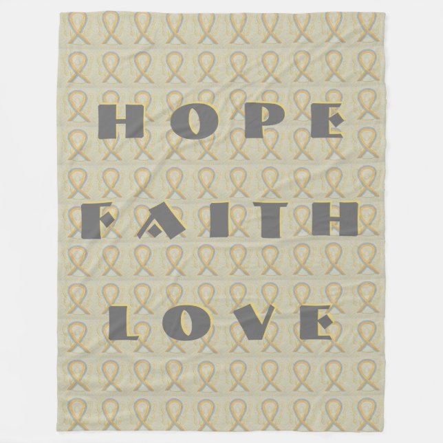 Grey and Gold Awareness Ribbon Angel Blanket (Front)