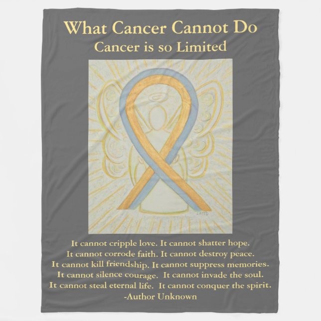 Grey and Gold Awareness Ribbon Angel Blanket (Front)