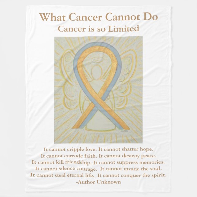 Grey and Gold Awareness Ribbon Angel Blanket (Front)