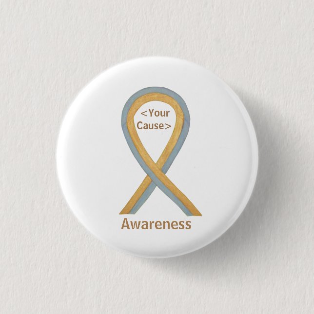 Grey and Gold Awareness Ribbon Button Pins (Front)