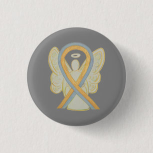 Grey and Gold Awareness Ribbon Custom Angel Pins
