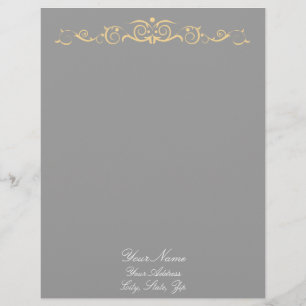 Grey and Gold Floral Swirls Letterhead