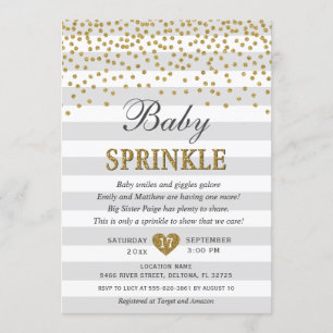 Grey and Gold Gender Neutral Reveal Baby Sprinkle Invitation
