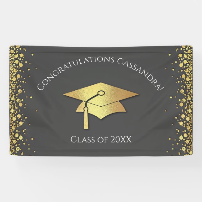 Grey and Gold Graduation Banner (Horizontal)
