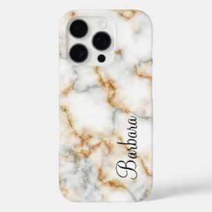 Grey And Gold Marble Personalize iPhone 16 Pro Case