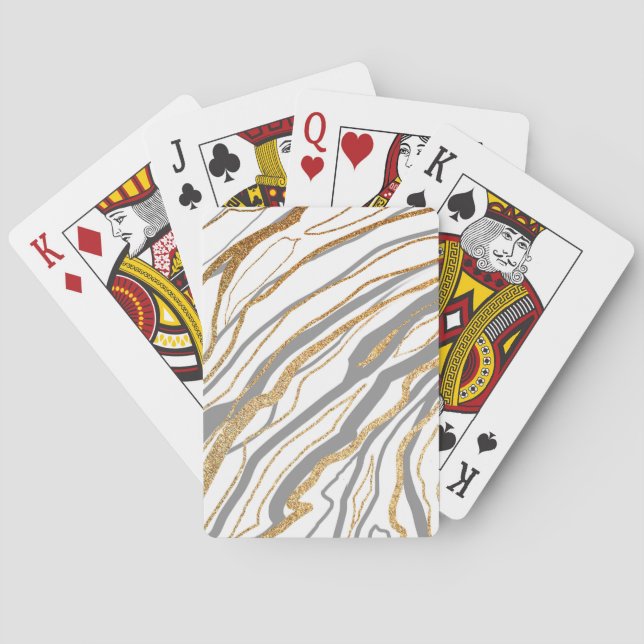 Grey and Gold Marble Playing Cards (Back)