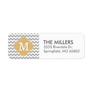 Grey and Gold Modern Chevron Custom Monogram
