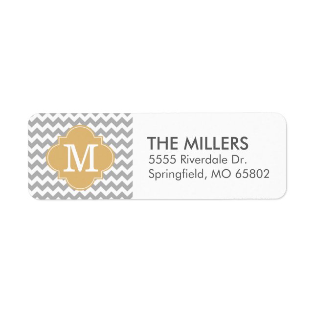 Grey and Gold Modern Chevron Custom Monogram (Front)
