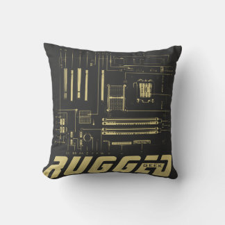 grey and gold RUGGED GEEK Motherboard Throw Pillow