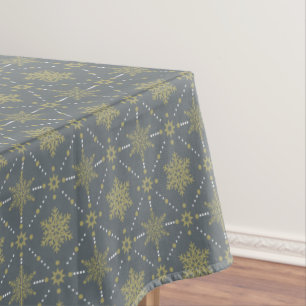 Grey and Gold Snowflakes Christmas Pattern Tablecloth