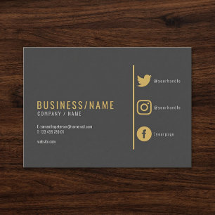 Grey and gold  social media business card. business card