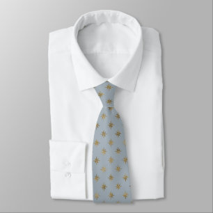 Grey and Gold Star Pattern Men's Tie Classic Look