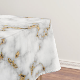 Grey and Gold Swirl Faux Marble Tablecloth