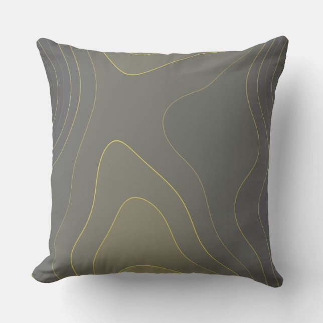 Grey and Gold Throw Pillow (Front)