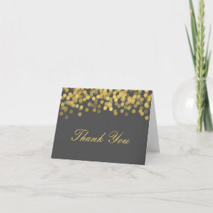 Grey and Gold Twinkle Modern Thank You Card