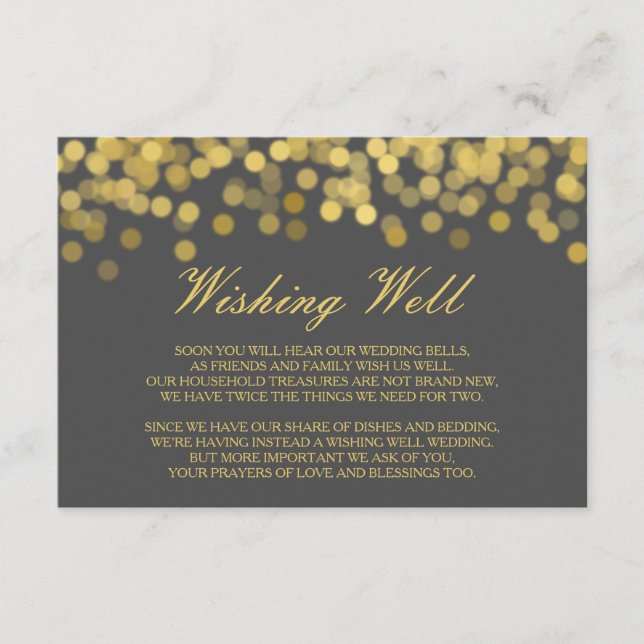 Grey and Gold Twinkle Modern Wishing Well Card (Front)