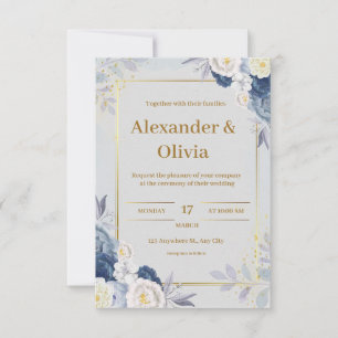 Grey and Gold Wedding Invitation