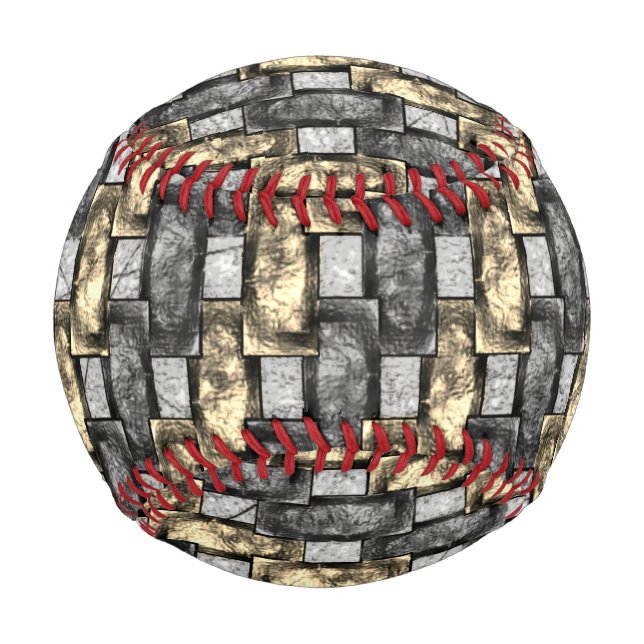 Grey and golden stain, carved rectangular pieces baseball (Back)