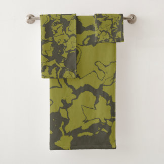 Grey and Green abstract Bath Towel Set