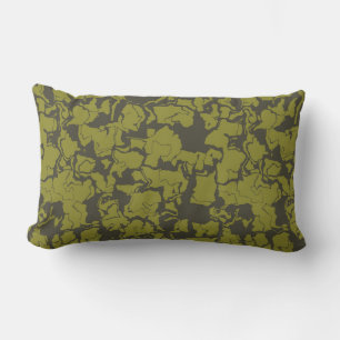 Grey and Green abstract Lumbar Pillow